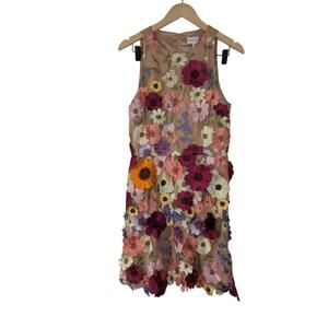 Milly Hannah Embroidered Floral Sleeveless Mini Dress (Altered)